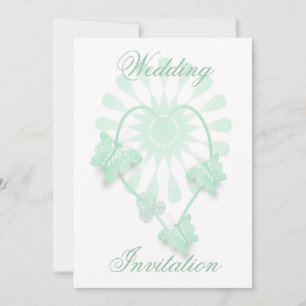 Wedding Invitation Peppermint Butterflies Heart