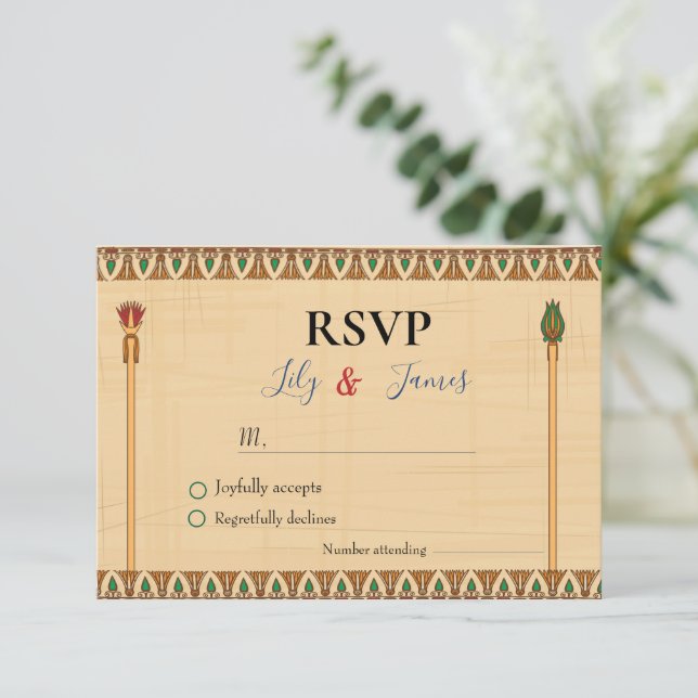 Wedding Invitation Pharaonic heritage on papyrus (Standing Front)