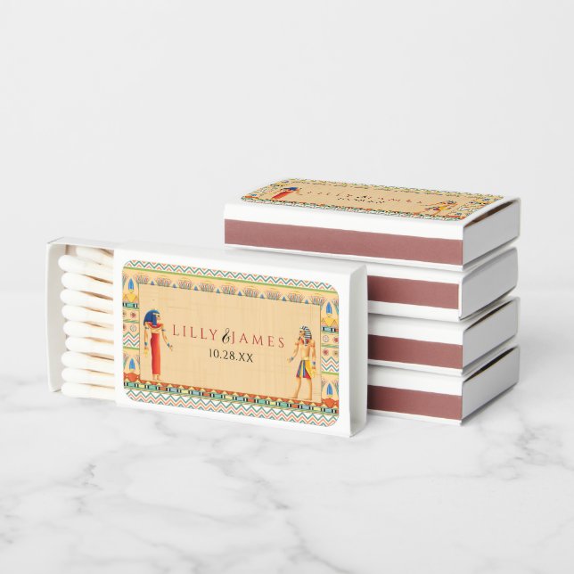 Wedding Invitation Pharaonic heritage on papyrus Matchboxes (Stacked)