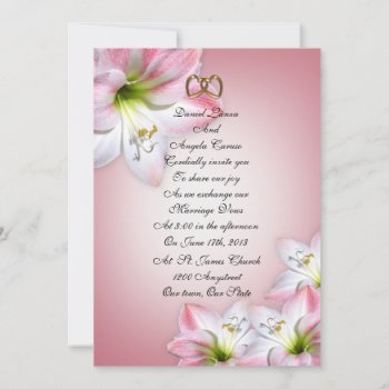 Wedding Invitation Pink Amaryllis by Irisangel at Zazzle