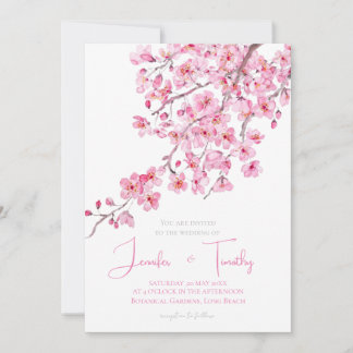 Wedding Invitation pink cherry blossom