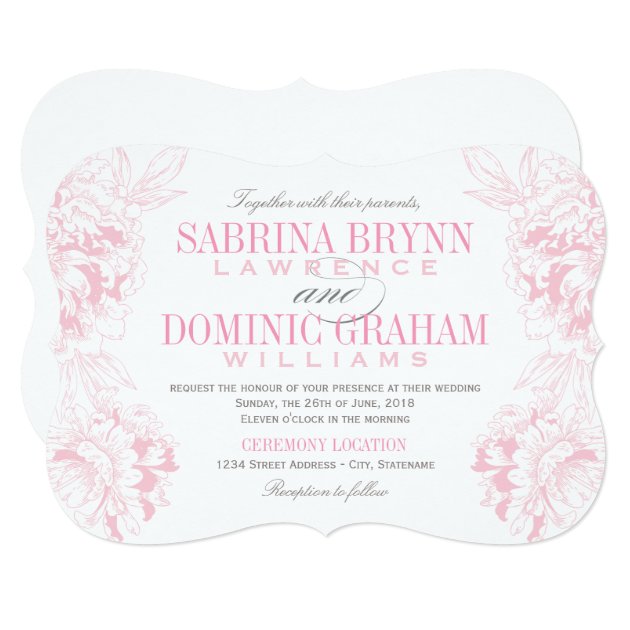 Wedding Invitation | Pink Floral Peony Design