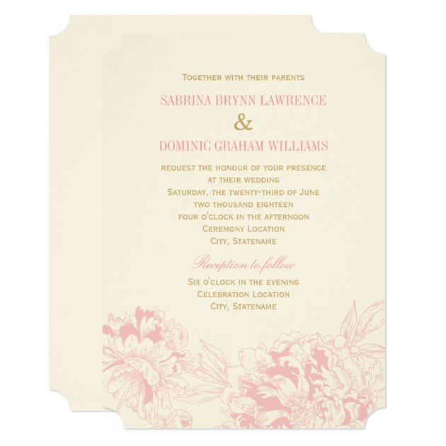 Wedding Invitation | Pink Floral Peony Design