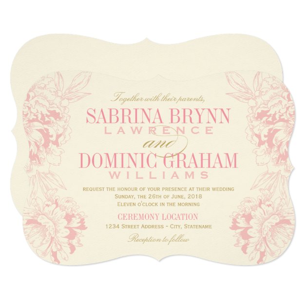 Wedding Invitation | Pink Floral Peony Design