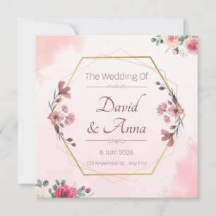 Wedding Invitation – Pink Floral Watercolor Design