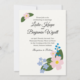 Wedding Invitation Pink Flower