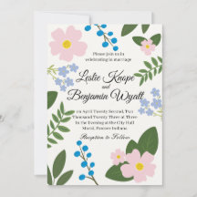 Wedding Invitation Pink Flower