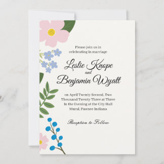 Wedding Invitation Pink Flower