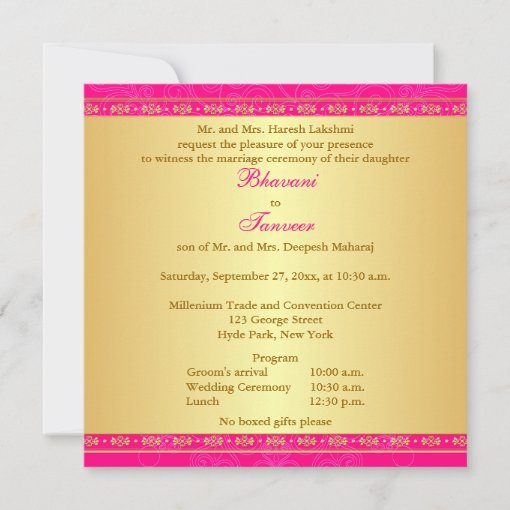 Wedding Invitation | Pink Gold Scrolls Stars | Zazzle