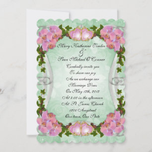 Wedding Invitation pink orchids
