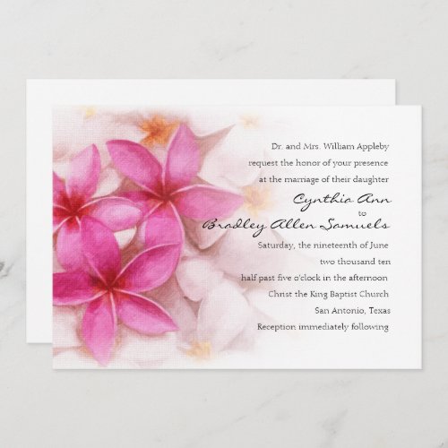 Wedding Invitation Pink Plumeria