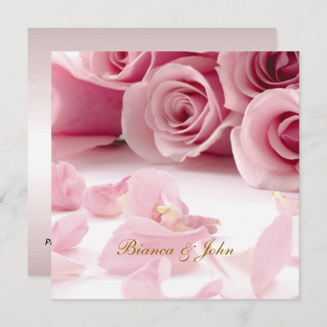 Wedding Invitation Pink Roses Elegant (Front/Back)