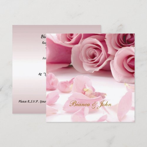 Wedding Invitation Pink Roses Elegant