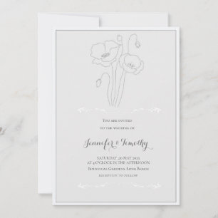 Wedding invitation poppy drawing