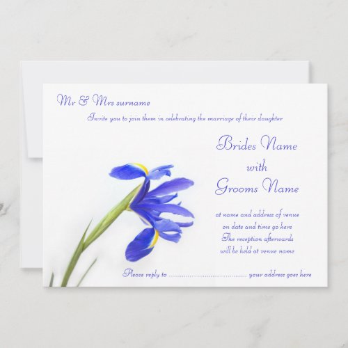 Wedding Invitation - Purple Iris Flower