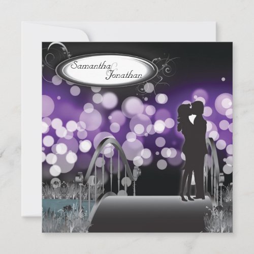 Wedding Invitation Purple Monogram Couple Love