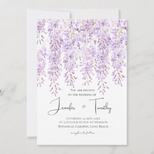 Wedding Invitation purple wisteria in bloom