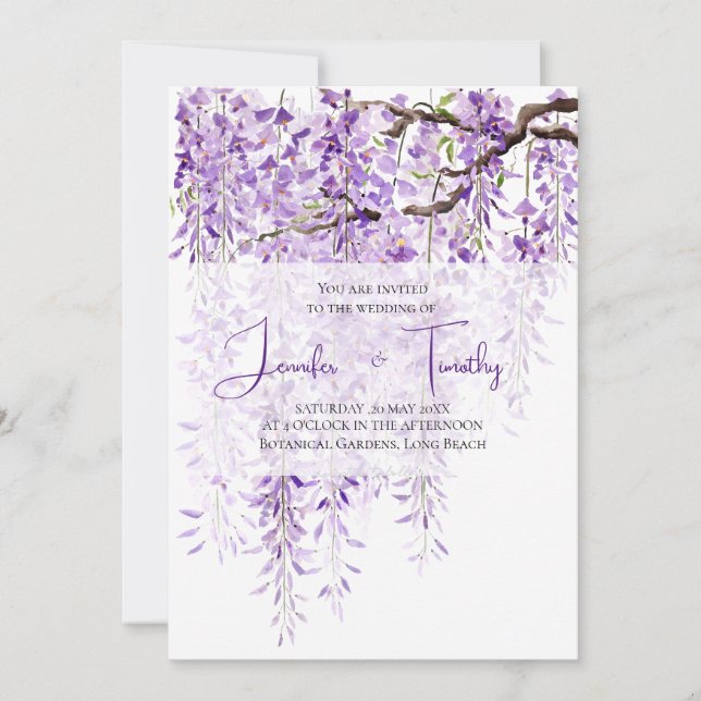 Wedding Invitation purple wisteria in blossom 2024 (Front)