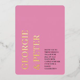 Wedding Invitation - Real Foil Text Soft Pink