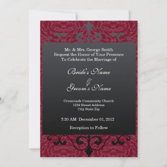 Wedding Invitation - Red and Black | Zazzle