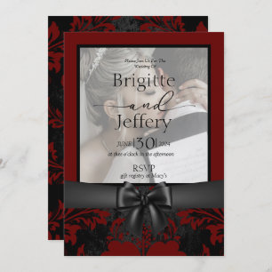 Wedding invitation red & black traditional photo