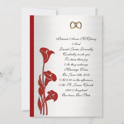 Wedding Invitation red calla lily