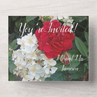 Wedding Invitation Red Roses All In One