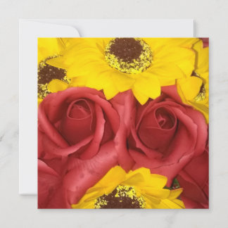 wedding invitation red roses sunflower photo
