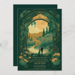 Wedding Invitation Romantic Emerald Green and Gold<br><div class="desc">Wedding Invitation Romantic Emerald Green and Gold</div>