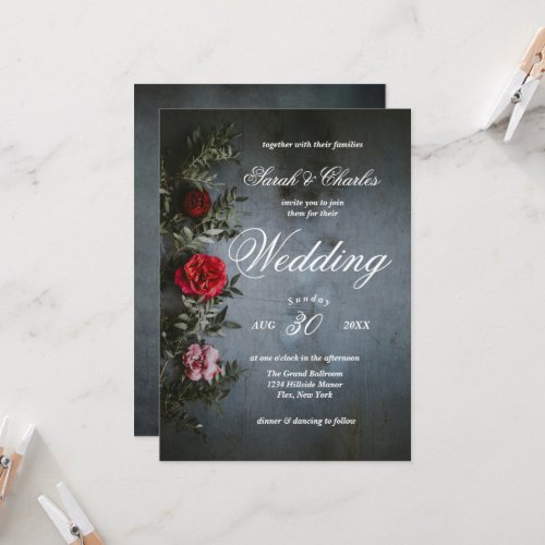 Wedding Invitation Rose and chalkboard