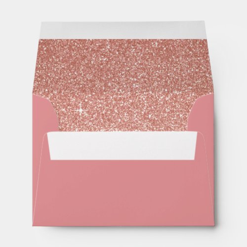 Wedding Invitation Rose Gold Pink Glitter Envelope