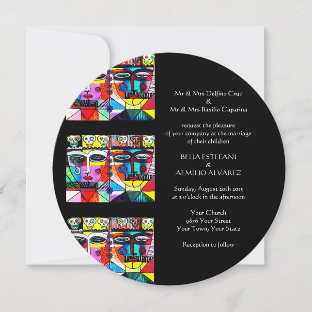 Wedding Invitation (Round) Mexican Couple (Front)