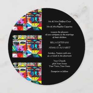 Wedding Invitation (Round) Mexican Couple