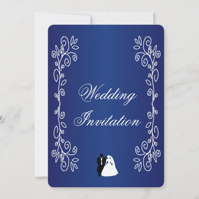 Wedding Invitation Royal Blue Bride Groom (Front)
