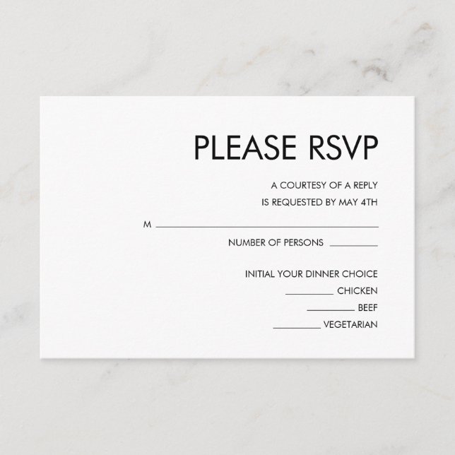 WEDDING INVITATION RSVP CARD (Front)