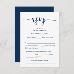 Wedding Invitation RSVP Respond, Meal options Card