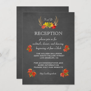 Wedding Invitation   Rustic Antlers Fall RECEPTION