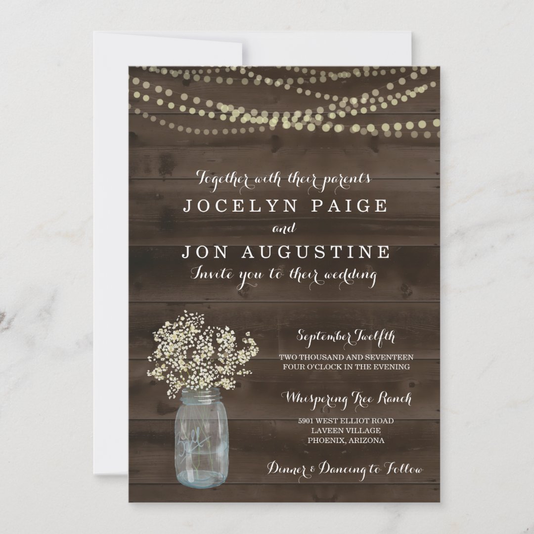 Wedding Invitation | Rustic Baby's Breath | Zazzle