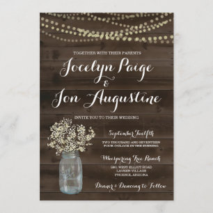 Wedding Invitation   Rustic Baby's Breath