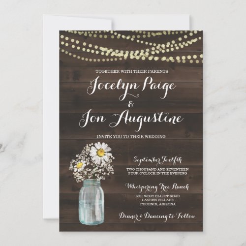 Wedding Invitation | Rustic Chamomile / Daisy - Hand drawn watercolor flowers and mason jar complemented by beautiful calligraphy.

Coordinating items are available in the 'Watercolor Chamomile / Daisy in Mason Jar' Collection within my store.