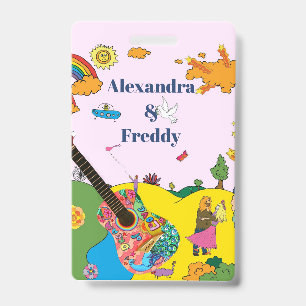 Wedding Invitation Rustic Festival Hippie Fun  Badge