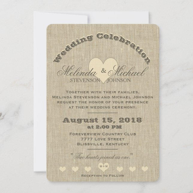Wedding Invitation | Rustic Linen Monogram (Front)