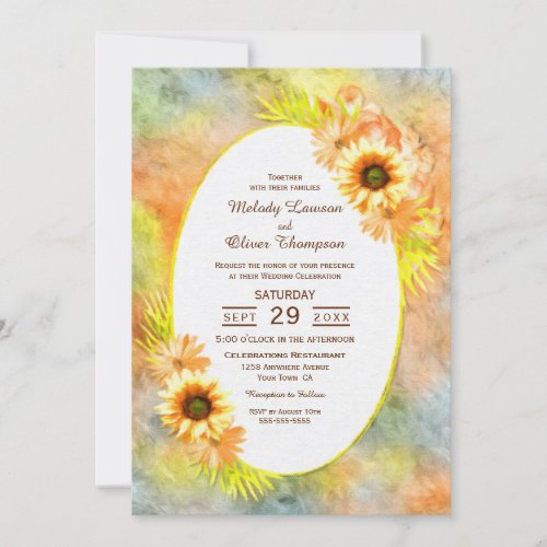 Wedding Invitation Rustic Sunflower with RSVP