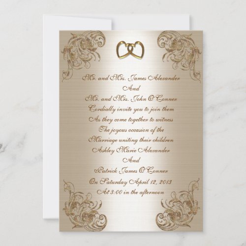 Wedding Invitation satin-look gold elegance