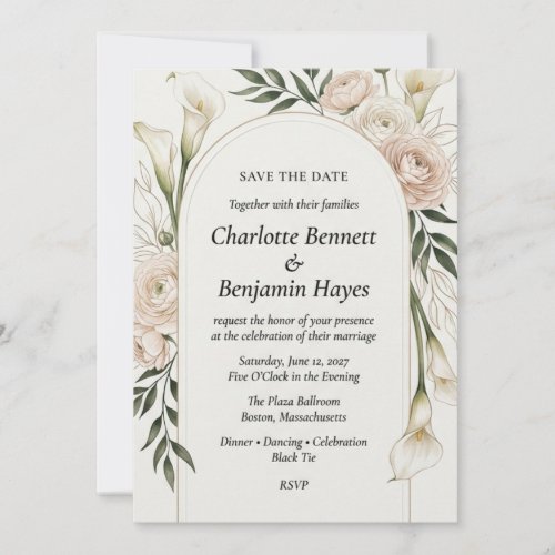 wedding invitation, save the date, blue toile, invitation