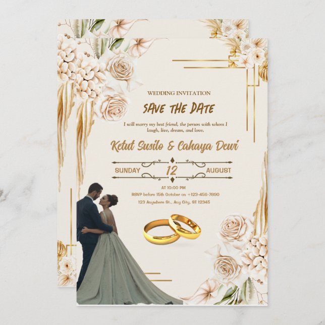 WEDDING INVITATION, SAVE THE DATE INVITATION (Front/Back)