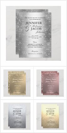 Glitter Look Wedding Invitation Sets