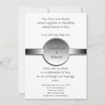 Wedding Invitation - Silver Disk & Ribbon by Fanattic at Zazzle