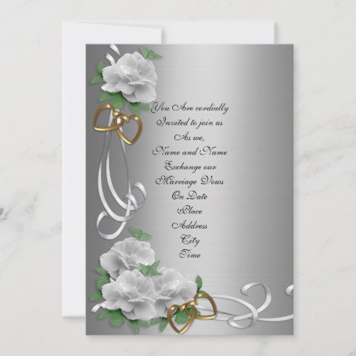 Wedding Invitation silver satin