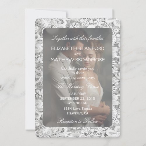 Wedding Invitation  Simple with White Lace